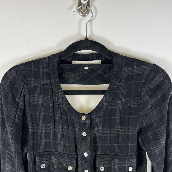 Ulla Johnson Women’s Size 2 Plaid‎ Popover Top Ruched Silk Back  Designer - Picture 2 of 7